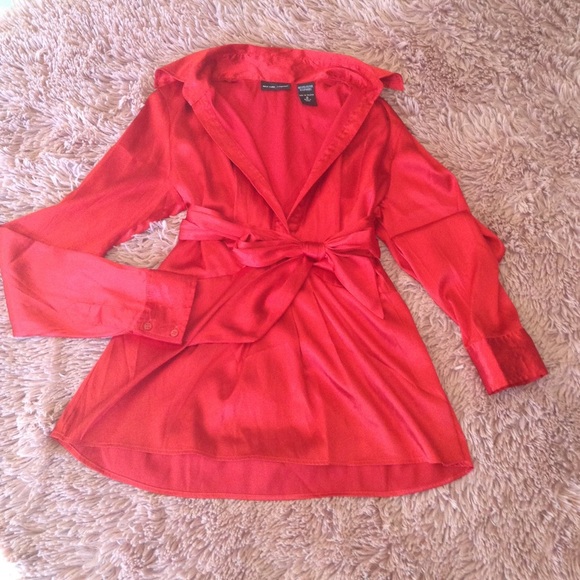 New York & Company Tops - 💌 Cherry Red Wrap Blouse